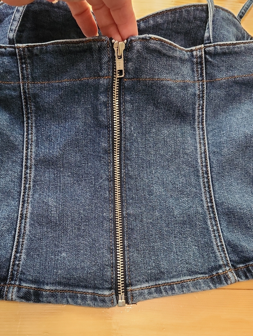 Reformation Chiara Denim Bustier Corset Tie Shoulder Top Size 2 - Picture 5 of 16